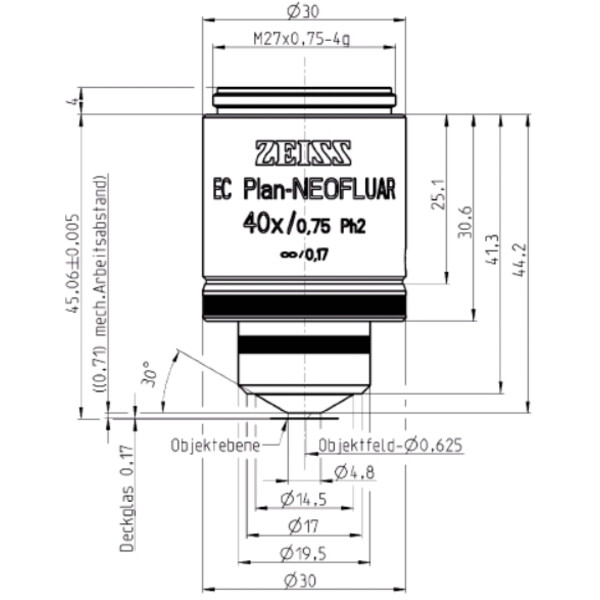 ZEISS Objektiv EC Plan-Neofluar,Ph2 , 40x/0,75, wd=0,71