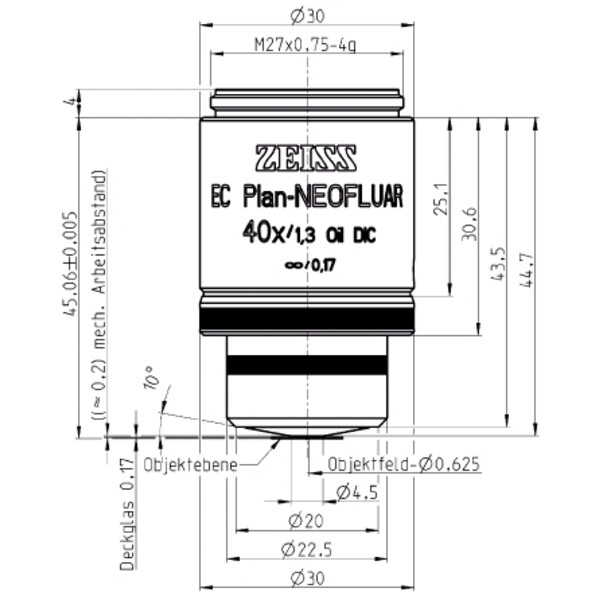 ZEISS Objektiv EC Plan-Neofluar, DIC, 40x/1,30 olja, wd=0,21mm