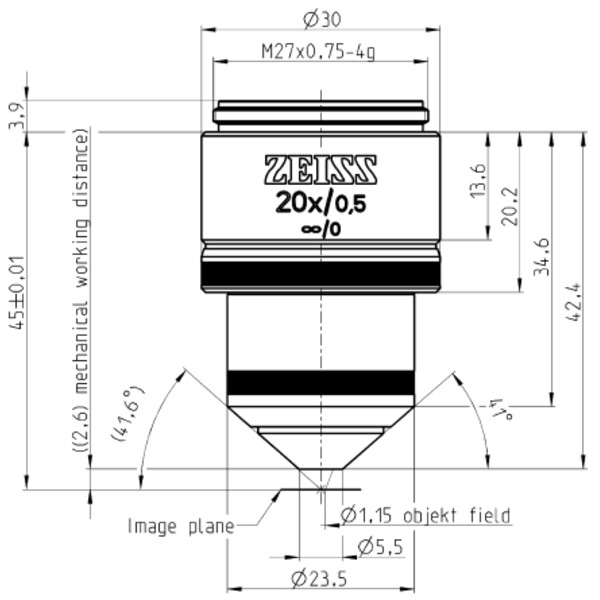 ZEISS Objektiv W N-Achroplan 20x/0,5 wd=2,6mm