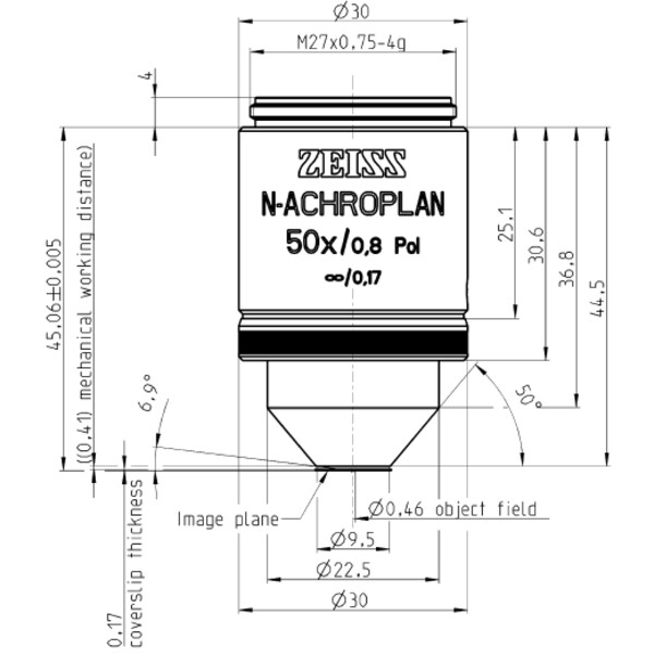 ZEISS Objektiv N-Achroplan 50x/0,8 Pol wd=0,41mm