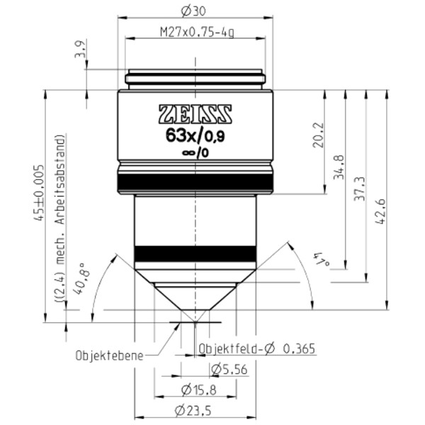 ZEISS Objektiv W N-Achroplan 63x/0,9 wd=2,4mm