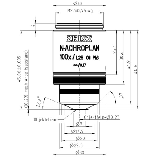 ZEISS Objektiv N-Achroplan 100x/1,25 Oil Ph3 wd=0,29mm