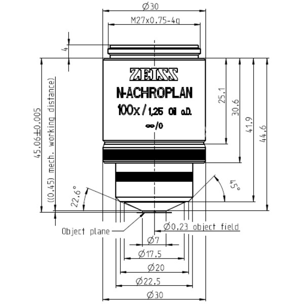 ZEISS Objektiv N-Achroplan 100x/1,25 Olja D=0 wd=0,45mm