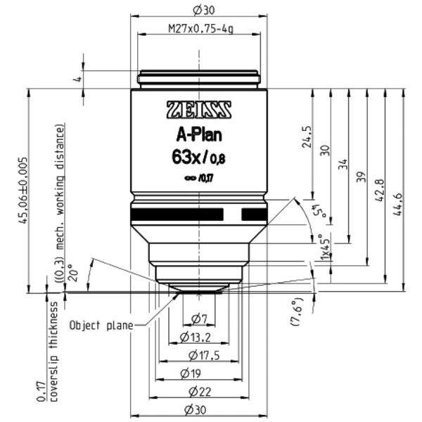 ZEISS Objektiv A-Plan 63x/0,8 wd=0,30mm