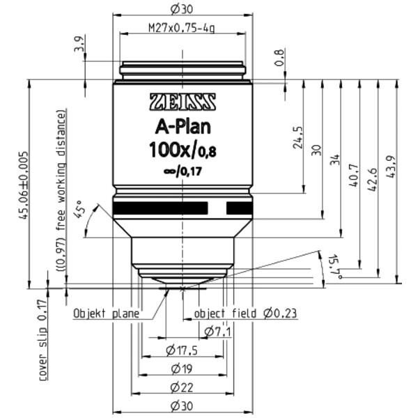 ZEISS Objektiv A-Plan 100x/0,8 bd=0,97mm