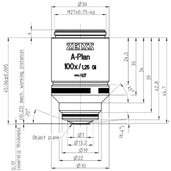 ZEISS Objektiv A-Plan 100x/1,25 Olja bd=0,22mm
