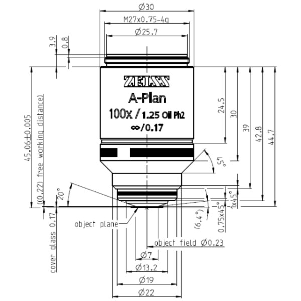 ZEISS Objektiv A-Plan 100x/1,25 Oil Ph2 bd=0,22mm