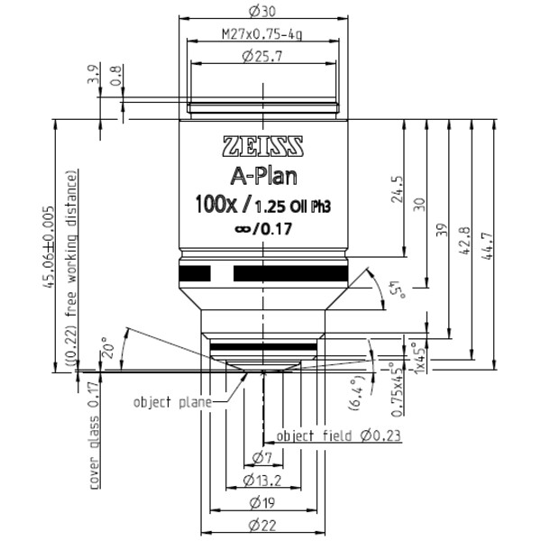 ZEISS Objektiv A-Plan 100x/1,25 Olja Ph3 wd=0,22mm