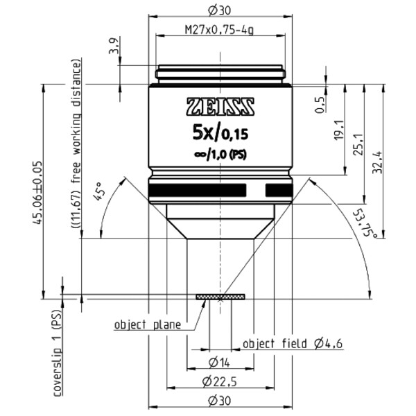 ZEISS Objektiv LD A-Plan 5x/0,15 bd=11,7mm