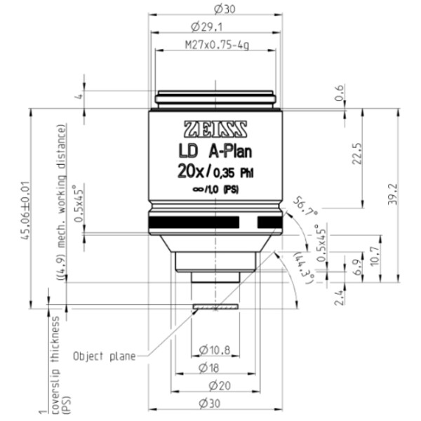 ZEISS Objektiv LD A-Plan 20x/0,35 Ph1 wd=4,9mm