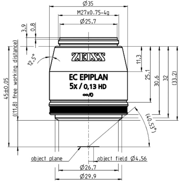 ZEISS Objektiv EC Epiplan 5x/0,13 HD bd=11,8 mm