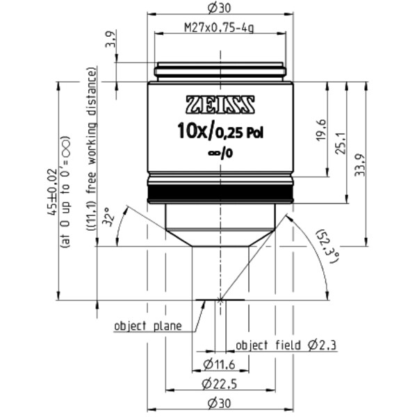 ZEISS Objektiv EC Epiplan 10x/0,25 Pol wd=11,0mm