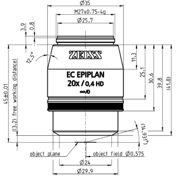 ZEISS Objektiv EC Epiplan 20x/0,4 HD wd=3,2 mm