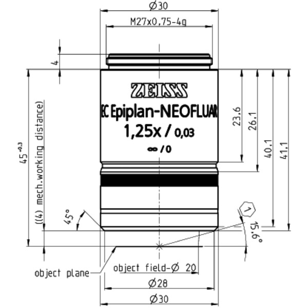 ZEISS Objektiv EC Epiplan-Neofluar 1,25x/0,03 wd=4,0mm