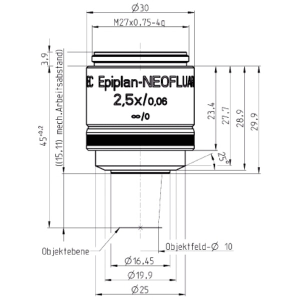 ZEISS Objektiv EC Epiplan-Neofluar 2,5x/0,06 bd=15,1mm