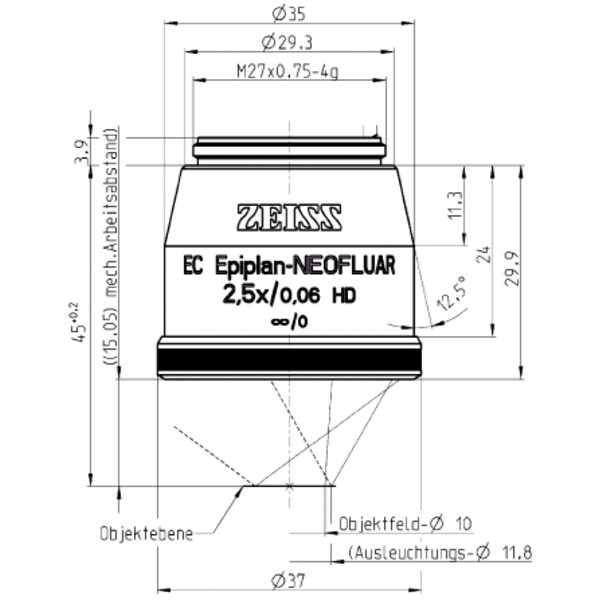 ZEISS Objektiv EC Epiplan-Neofluar 2,5x/0,06 HD wd=15,1mm