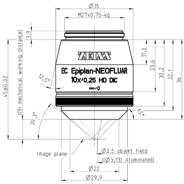 ZEISS Objektiv EC Epiplan-Neofluar 10x/0,25 HD DIC wd=9,0mm