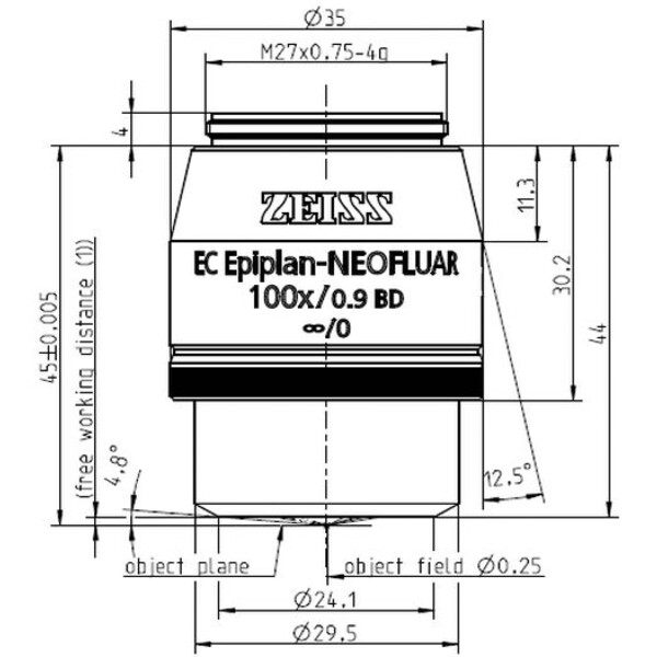 ZEISS Objektiv Objective EC Epiplan-Neofluar 100x/0,9 HD wd=1,0mm