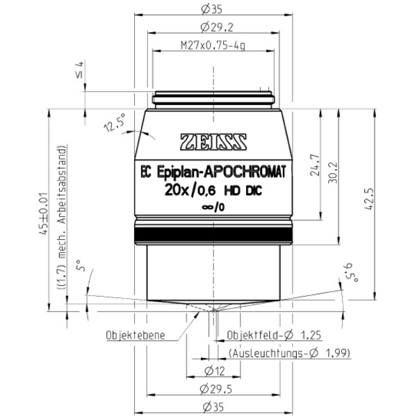 ZEISS Objektiv Objective EC EpiPlan-Apochromat, 20x/0,6 HD DIC wd=1,7mm