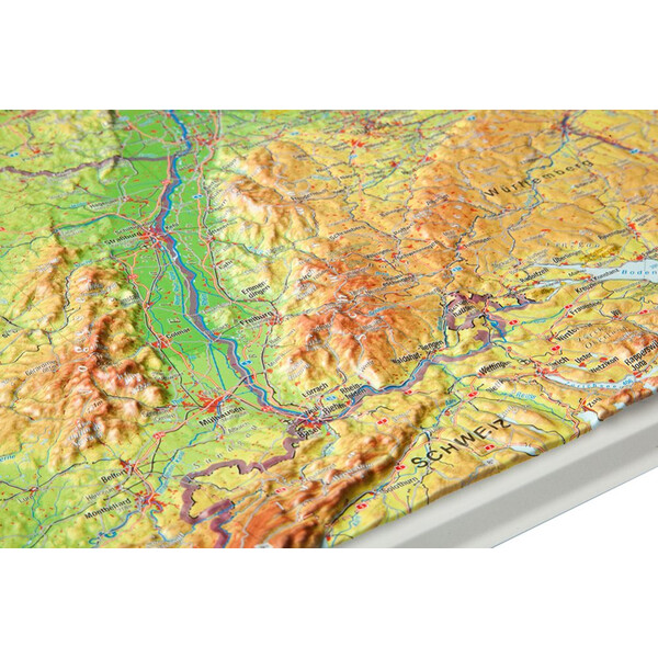 Georelief Tyskland (77x57) 3D reliefkarta med träram