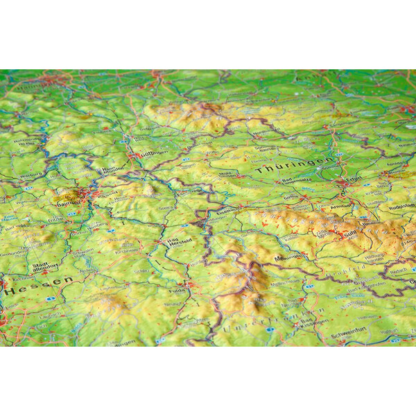 Georelief Tyskland (77x57) 3D reliefkarta med träram