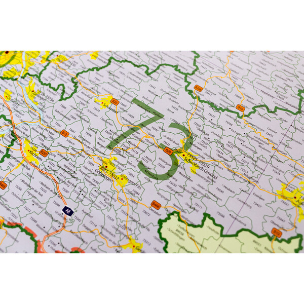 GeoMetro Regionkarta Baden-Württemberg Postleitzahlen PLZ (100 x 123 cm)