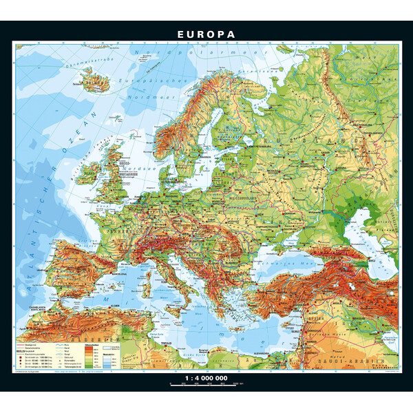 PONS Kontinentkarta Europa fysiskt och politiskt (158 x 142 cm)