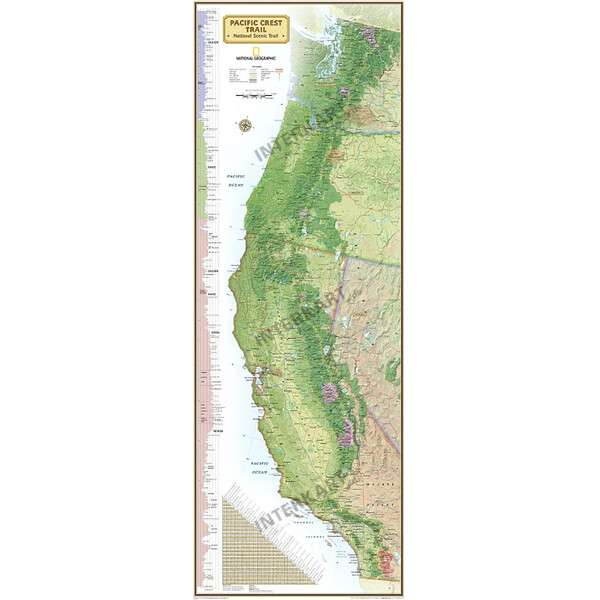 National Geographic Regionkarta Pacific Crest Trail (46 x 122 cm)