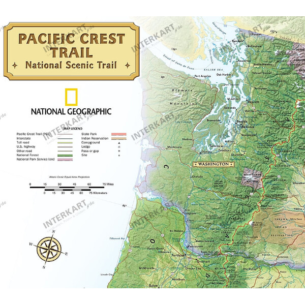 National Geographic Regionkarta Pacific Crest Trail (46 x 122 cm)