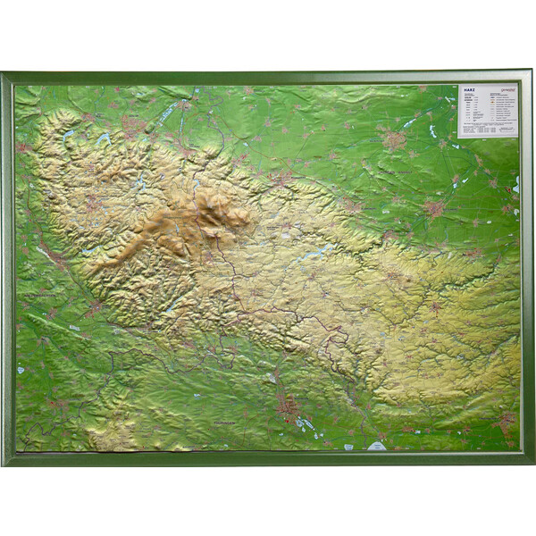 Georelief Regionkarta Harz 3D reliefkarta (77 x 57 cm)
