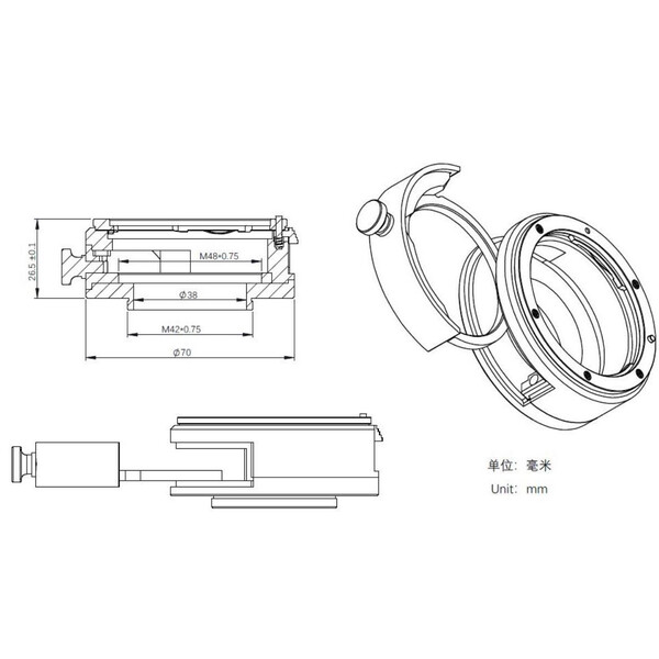 Pierro Astro Adapter Canon EOS - T2 med ZWO filterhållare