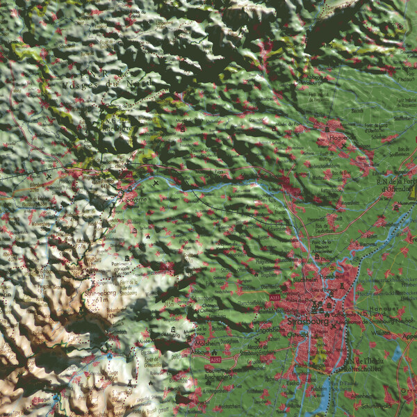 3Dmap Regionkarta Le Massif des Vosges