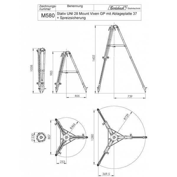 Berlebach Stativ Uni 28 med 3/8" platt stödplatta