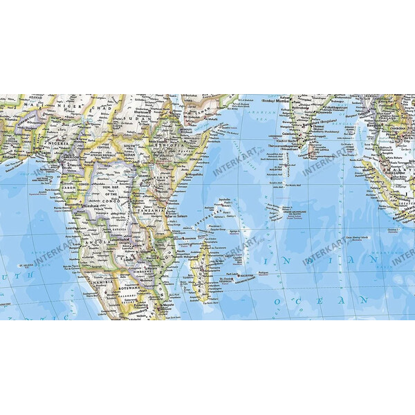 National Geographic Klassisk världskarta med Stilla havet som mittpunkt, laminerad