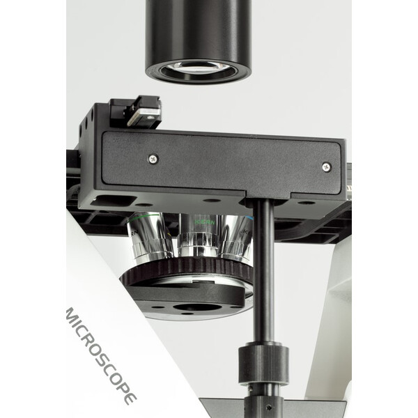 Kern Invert mikroskop OCM 166, FL, PH, trino, invers, N.A.0,3 kondensor fast, 10x-40x, 30W LED, Al, 100W HBO, Dl