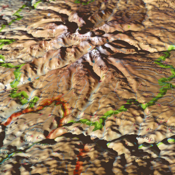 3Dmap Regionkarta du Cantal