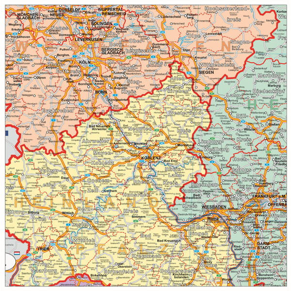 Stiefel Tyskland, politisk organisationskarta (100 cm x 140 cm)