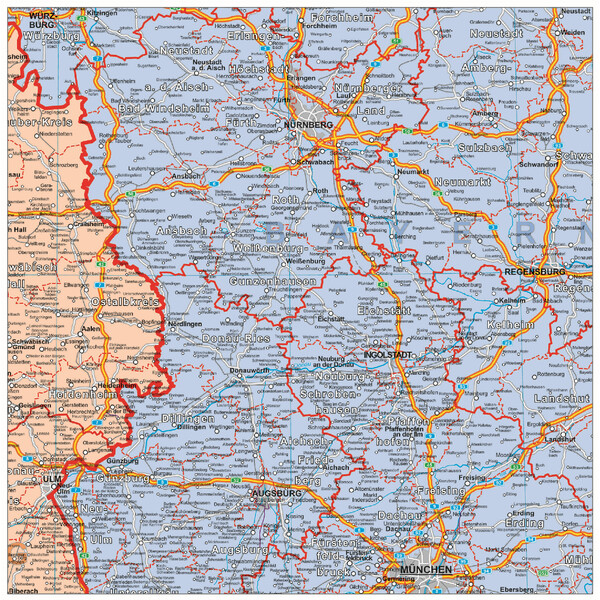 Stiefel Tyskland, politisk organisationskarta (100 cm x 140 cm)