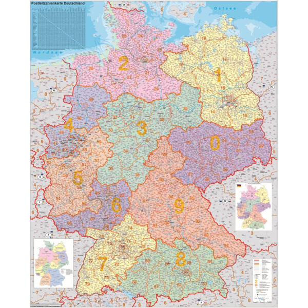 Stiefel Tyskland postnummerkarta politisk (100 cm x 140 cm)