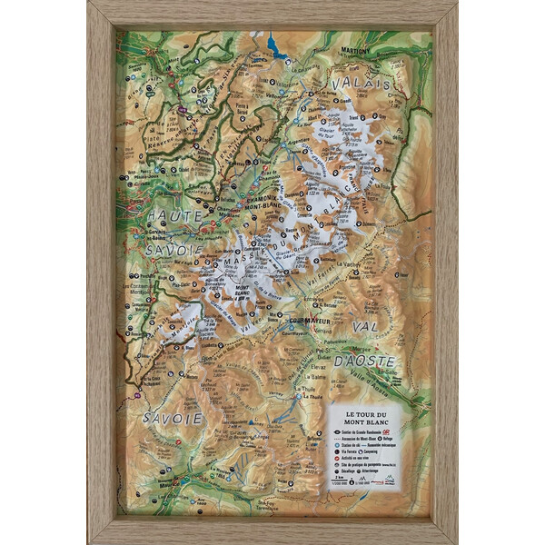 3Dmap Regionkarta Le tour du Mont Blanc (19,5 cm x 29,5 cm)