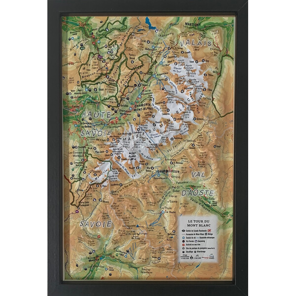 3Dmap Regionkarta Le tour du Mont Blanc (19,5 cm x 29,5 cm)