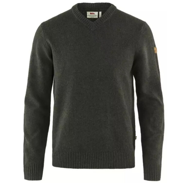 Fjällräven Övik V-neck Sweater M, 633 Dark Olive, storlek S