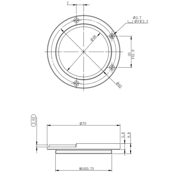 ZWO M54 Adapter för filterlåda