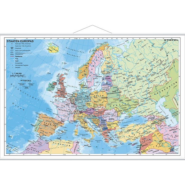 Stiefel Kontinentkarta Europa politisk (95 x 66 cm)