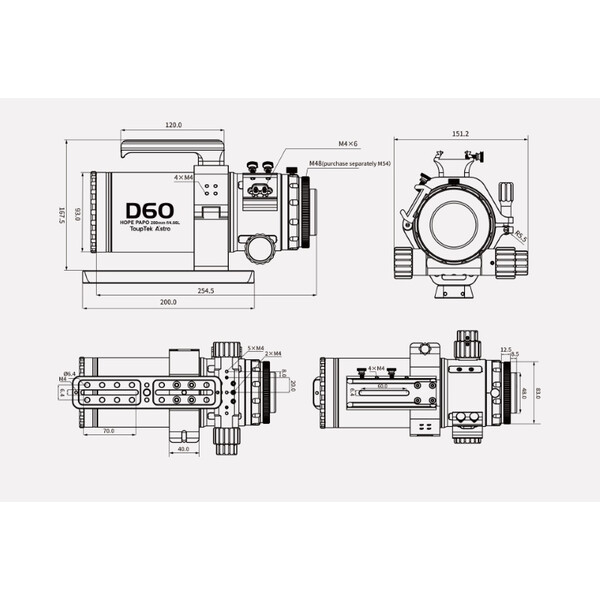 ToupTek Apokromatisk refraktor HOPE D60 60/280 f/4.66