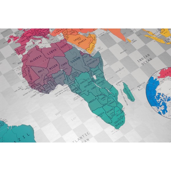 The Future Mapping Company Framtidskarta - Världskarta blå-emerald-rosa-gul