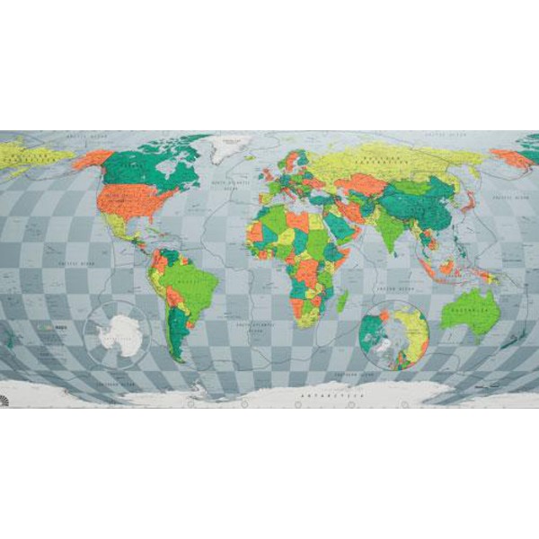 The Future Mapping Company Färgkarta Världskartan grön-röd-orange-blå, magnetisk
