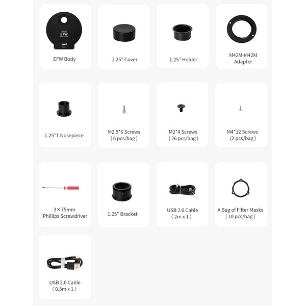 ZWO Filterhjul EFW 8x 1,25"