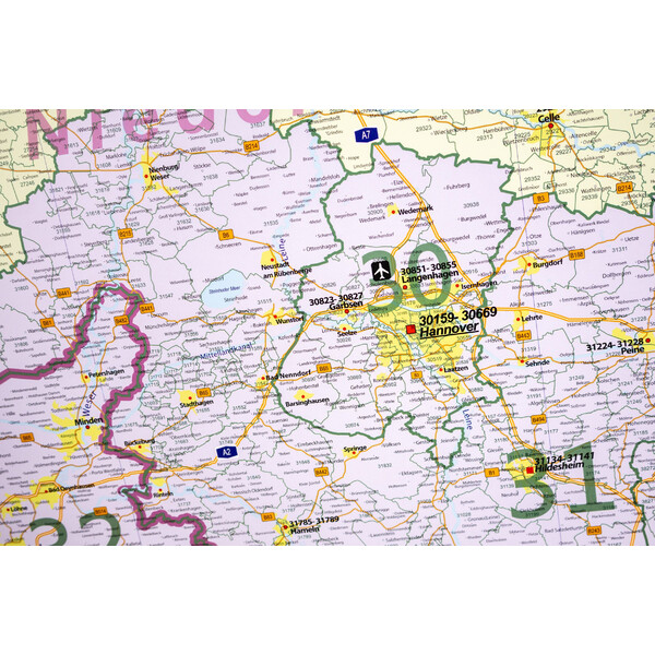 GeoMetro Regionkarta Niedersachsen postnummer (100 x 110 cm)
