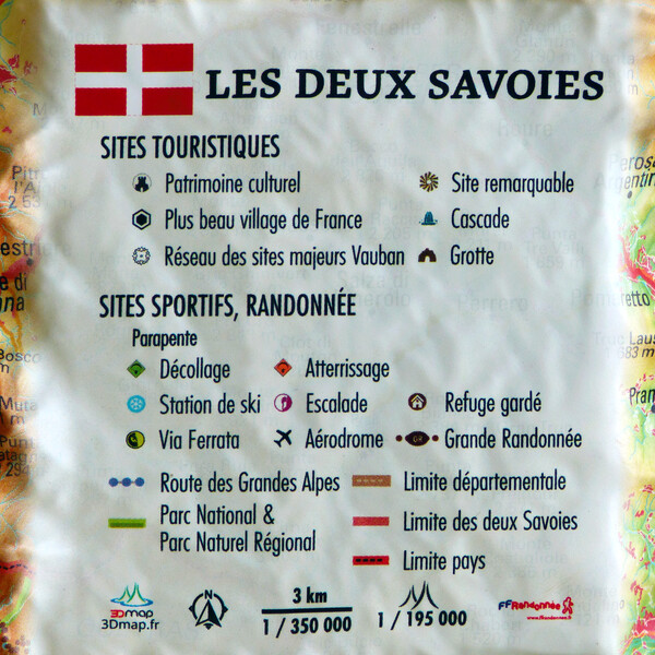3Dmap Regionkarta Les deux Savoies (61 x 41 cm)